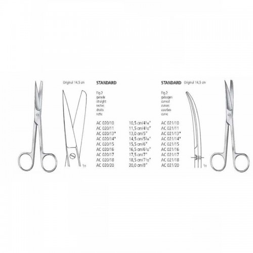 Forbici per chirurgia rette Standard punte alterne 10,5cm