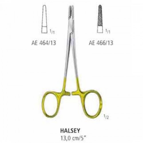 Porta aghi Halsey punta zigrinata con placche in TC 13cm
